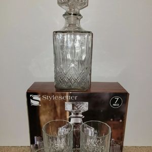 Stylesetter DENMARK 7 pc. Decanter Set w/ 6 Glasses NIB